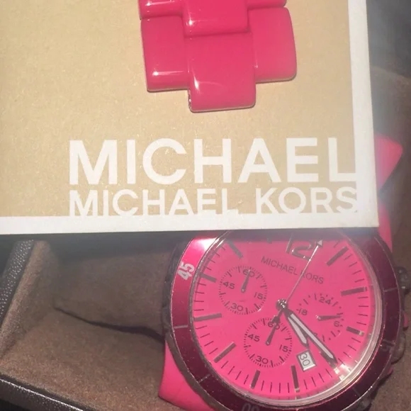 Michael Kors Hot Pink Linked Watch - Picture 3 of 6